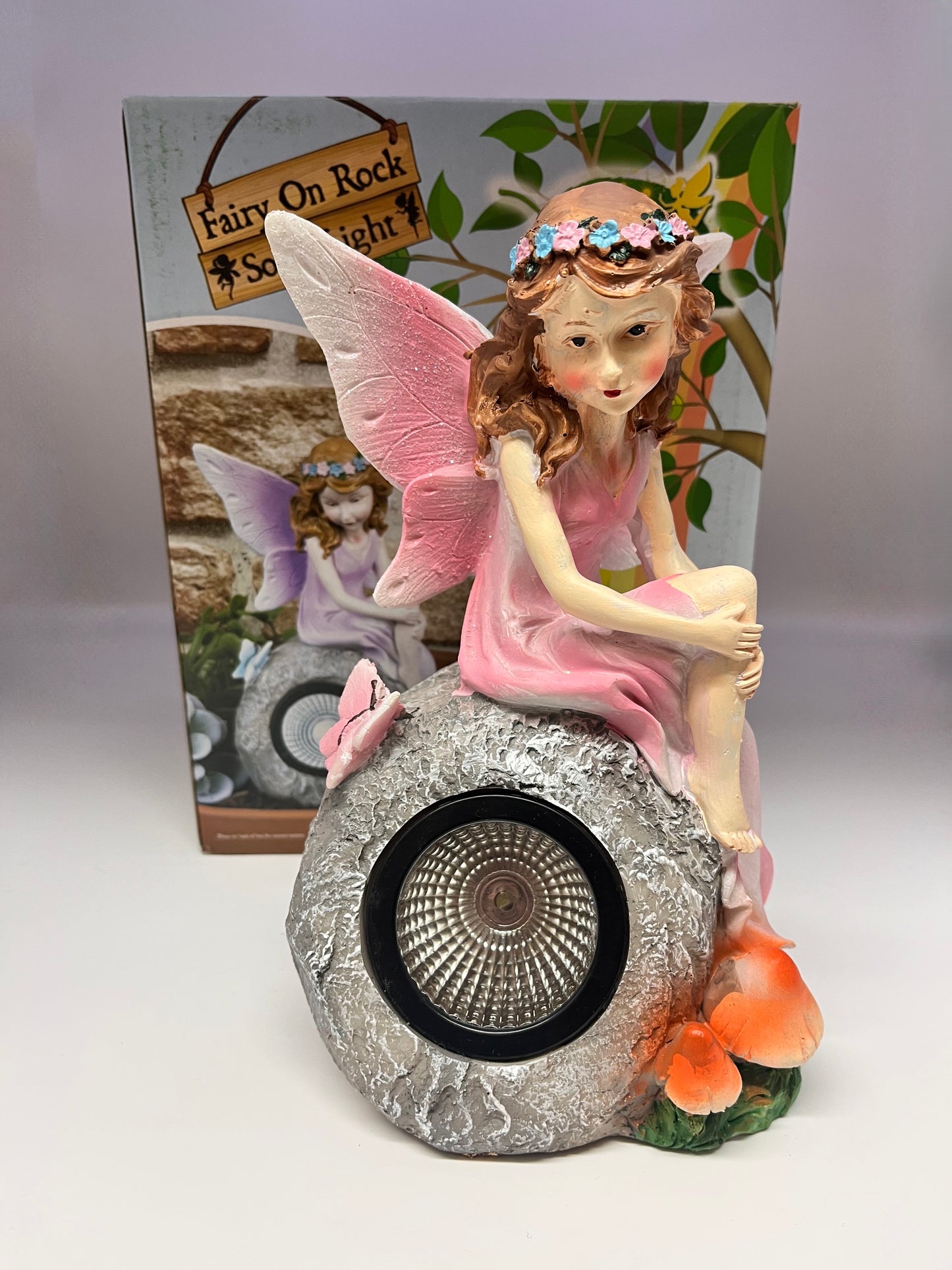 Fairy On Rock With Solar Light