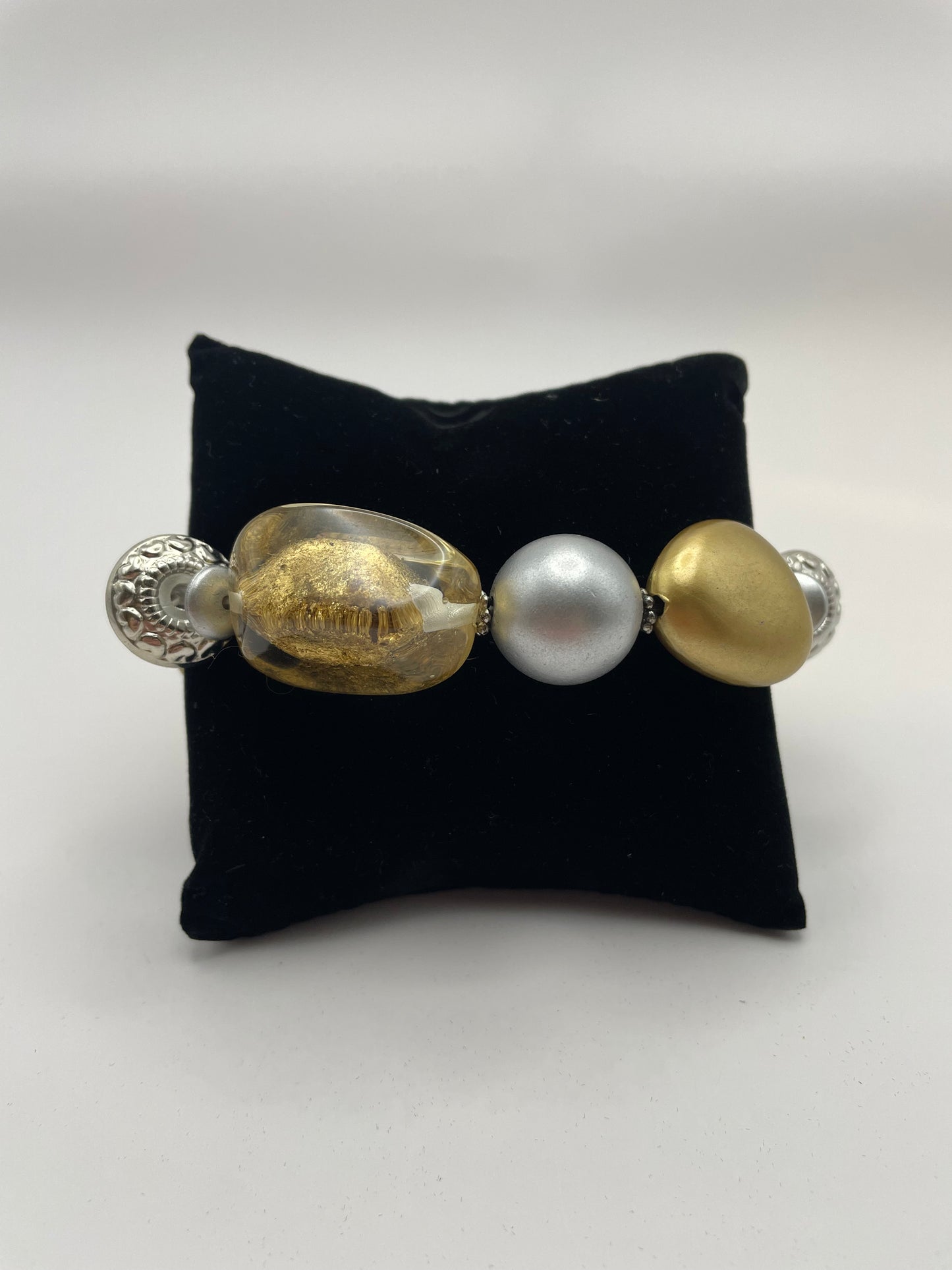 Silver and Gold Stone Bracelet