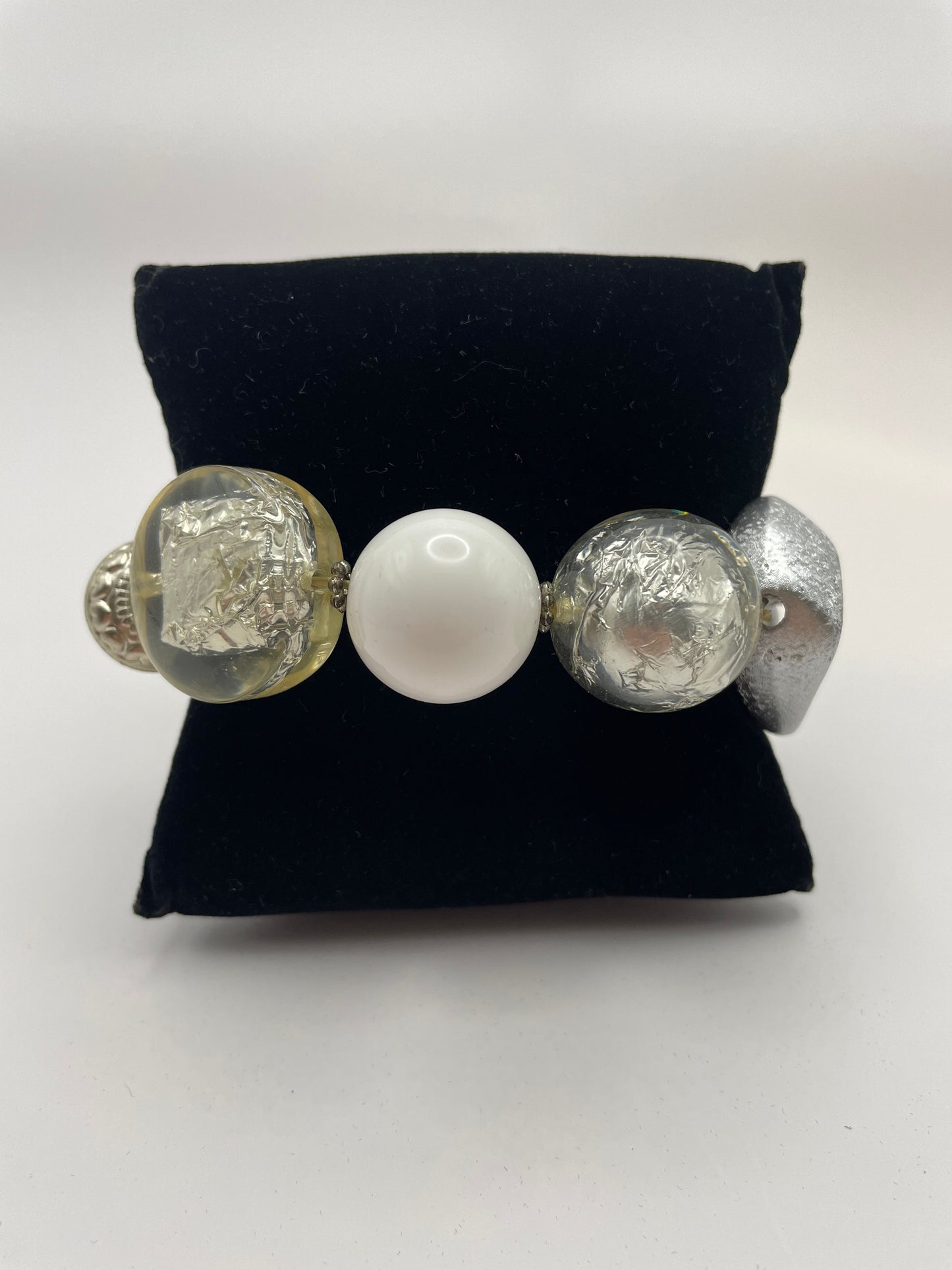 Silver and White Bracelet