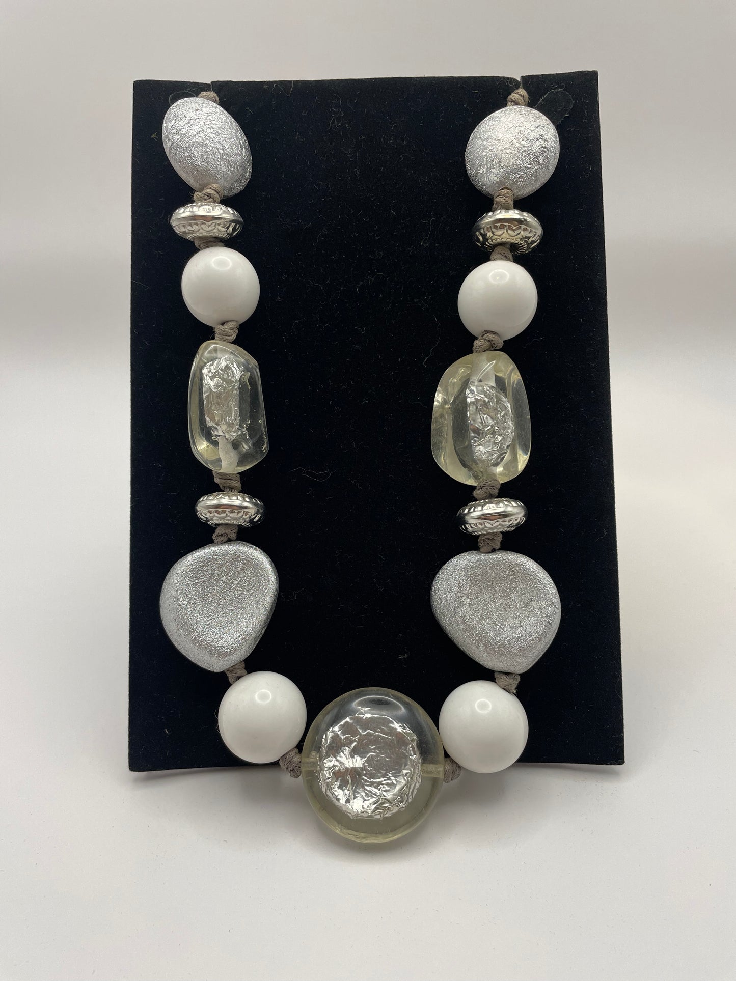 Silver and White Stone Necklace