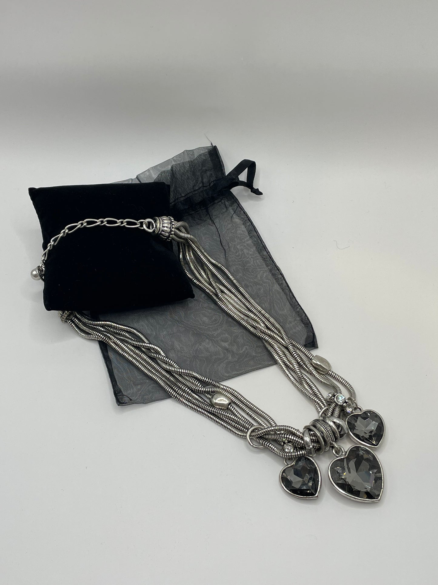 Chain Necklace with Dark Stone Heart